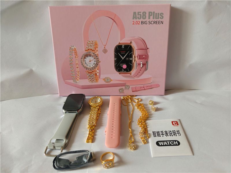 A58 Plus 6-in-1 Smartwatch Set® .A58 Plus مجموعة ساعة ذكية 6 في 1
